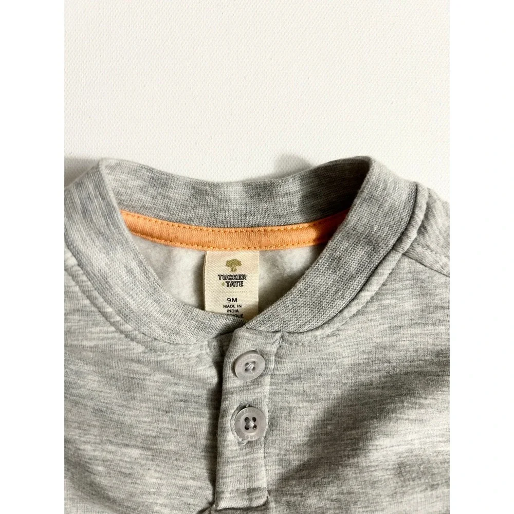 Tucker + Tate Baby 9M Grey Henley Sweatshirt Jogger 2PC Fleece Set